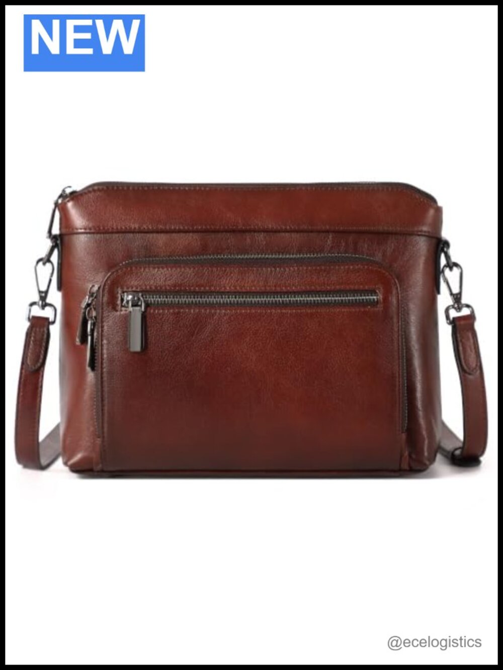 Genuine Leather Crossbody Bag RFID Blocking Pockets Adjustable Straps